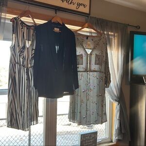 Spring Office Bundle! Striped and Floral Dresses with Blue Blazer